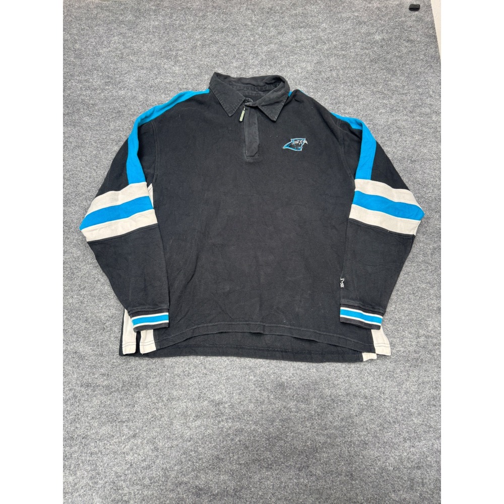 Vintage Starter NFL Pro Line‎ Carolina Panthers Polo Shirt Mens XL Black Cotton
